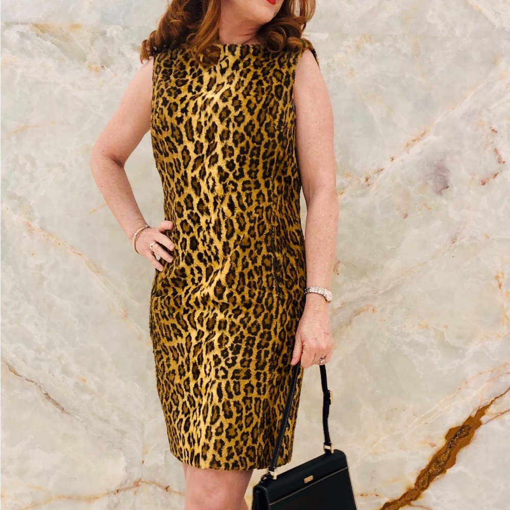 Carlisle Animal Print Faux Fur Dress-LIKE NEW